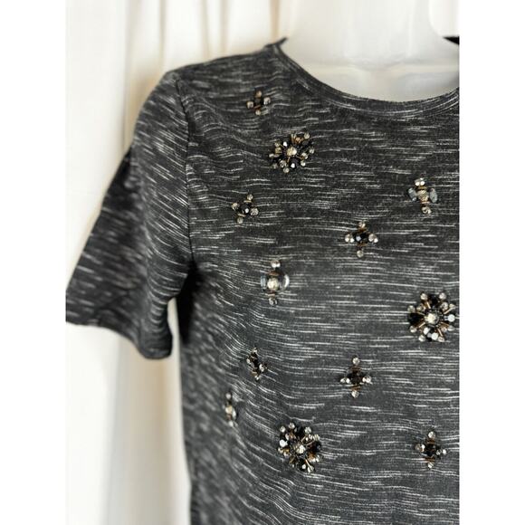 Ann Taylor LOFT Jewel Embellished T-Shirt, Short Sleeves, Heather, Sz: XS, 56-12 - Picture 4 of 16